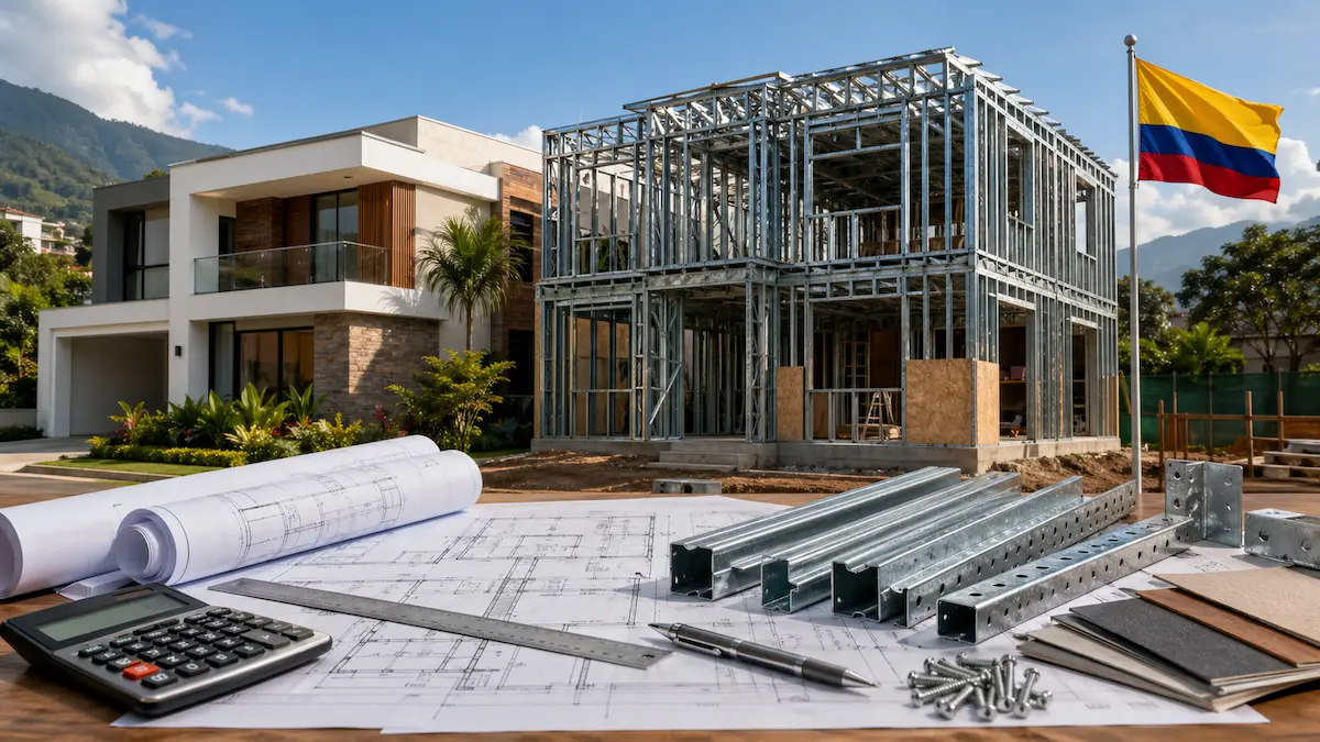 Vivienda en construcción con estructura de Steel Framing en Colombia