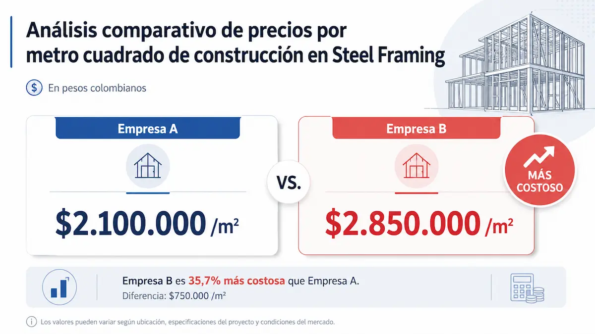Análisis comparativo de precios por metro cuadrado de construcción en Steel Framing
